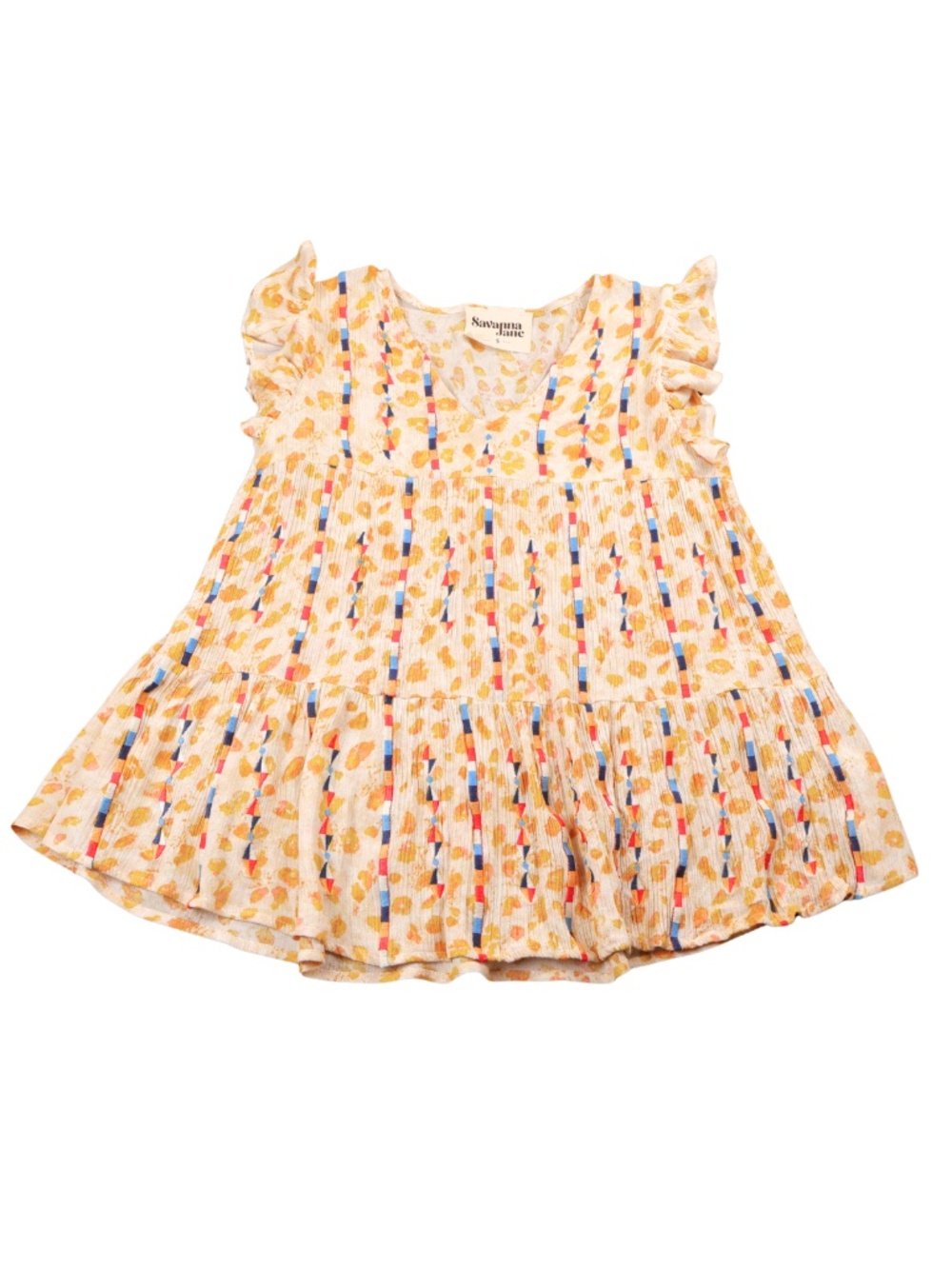 Savanna Jane Embroidered Boho Tiered Babydoll Top Small
